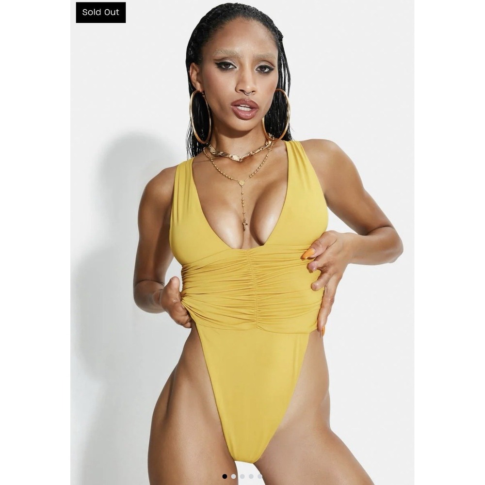 Riot Swim Echo One Piece Thong Swimsuit Poppy Yellow XL NWT Retail $180 - Picture 5 of 8